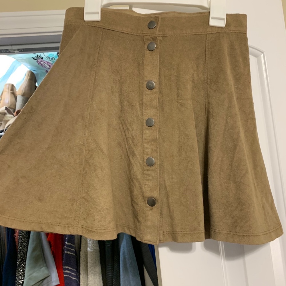 suede button up skirt